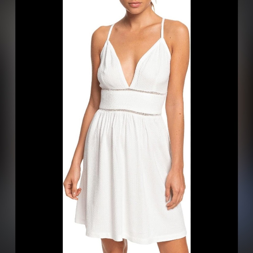 Roxy Women’s Silver Light Woven Cross Back Tank Top Dress NWT Size Medium